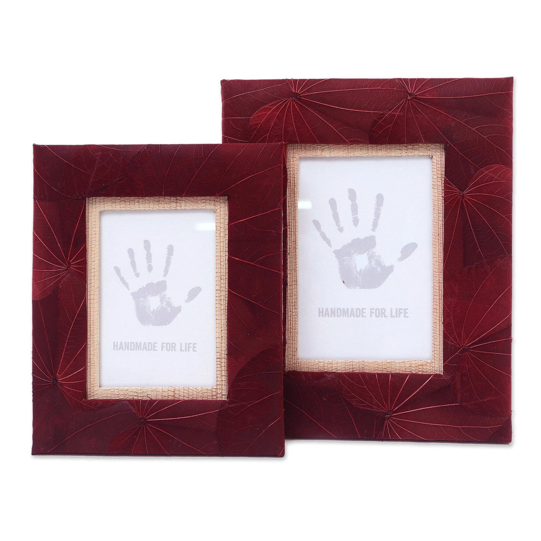 Handmade Natural Fiber Photo Frames (4x6 and 3x5) - Autumn Spirit in Red