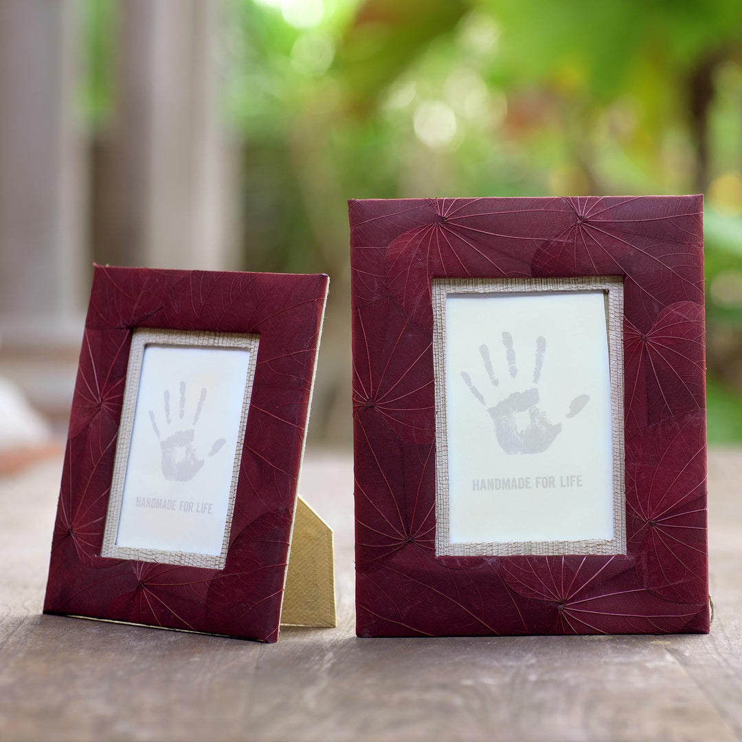 Handmade Natural Fiber Photo Frames (4x6 and 3x5) - Autumn Spirit in Red