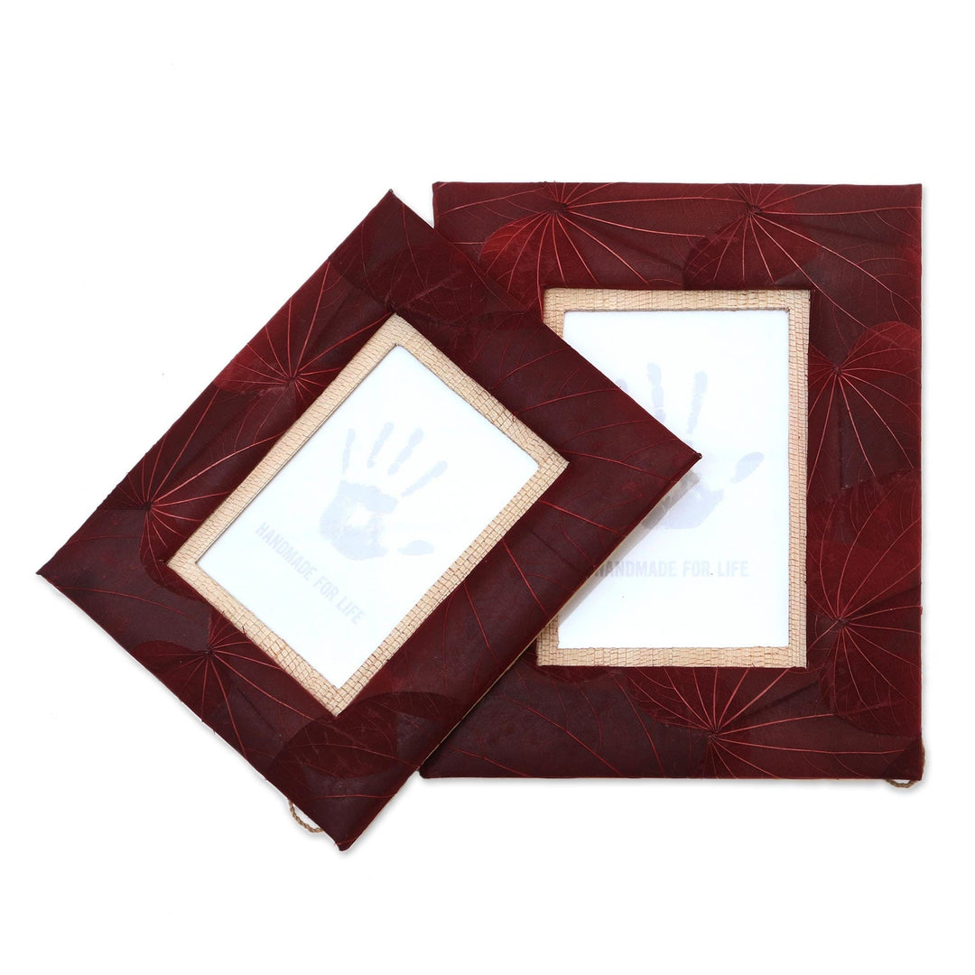 Handmade Natural Fiber Photo Frames (4x6 and 3x5) - Autumn Spirit in Red