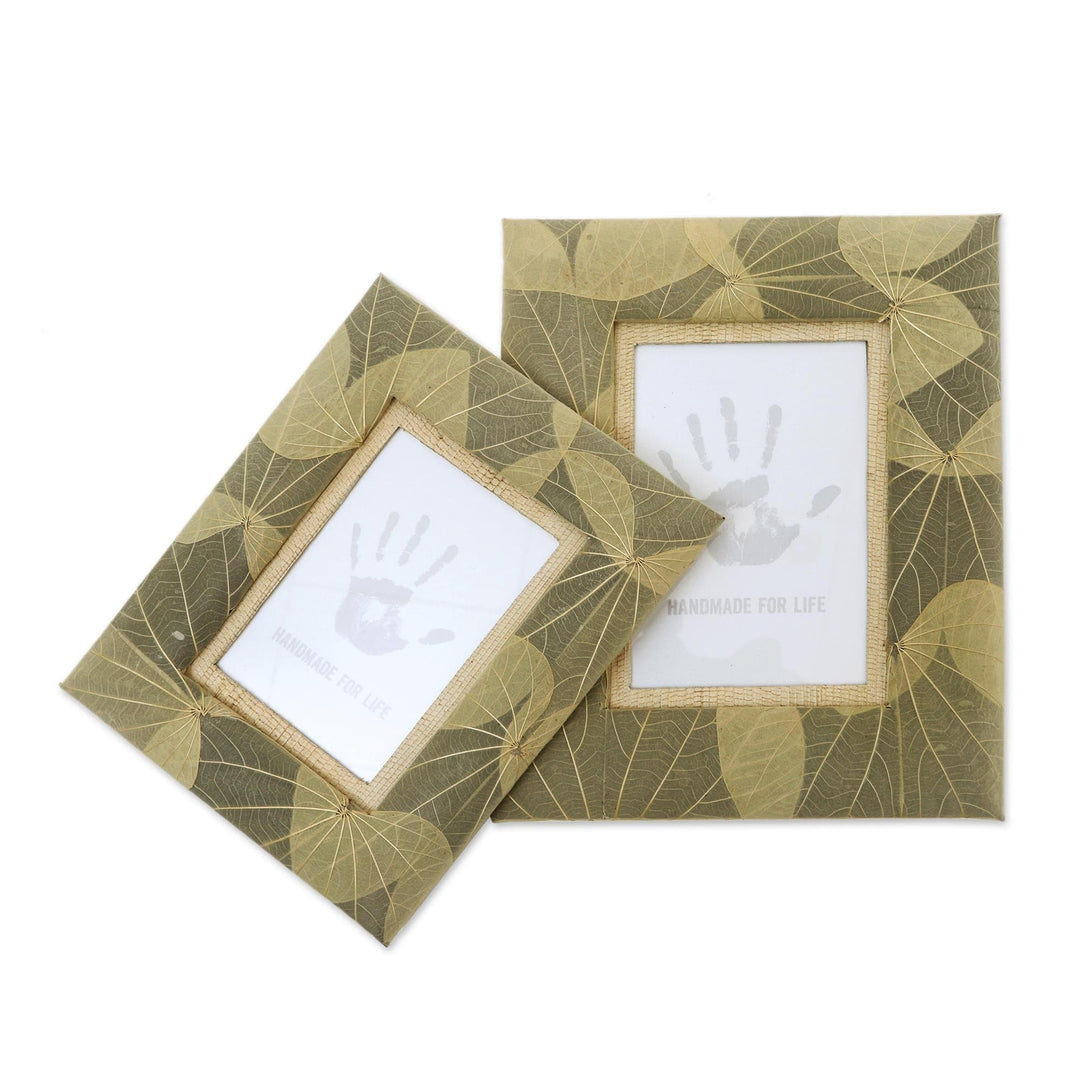 Hand Made Natural Fiber Photo Frames (4x6 and 3x5) - Autumn Spirit in Grey