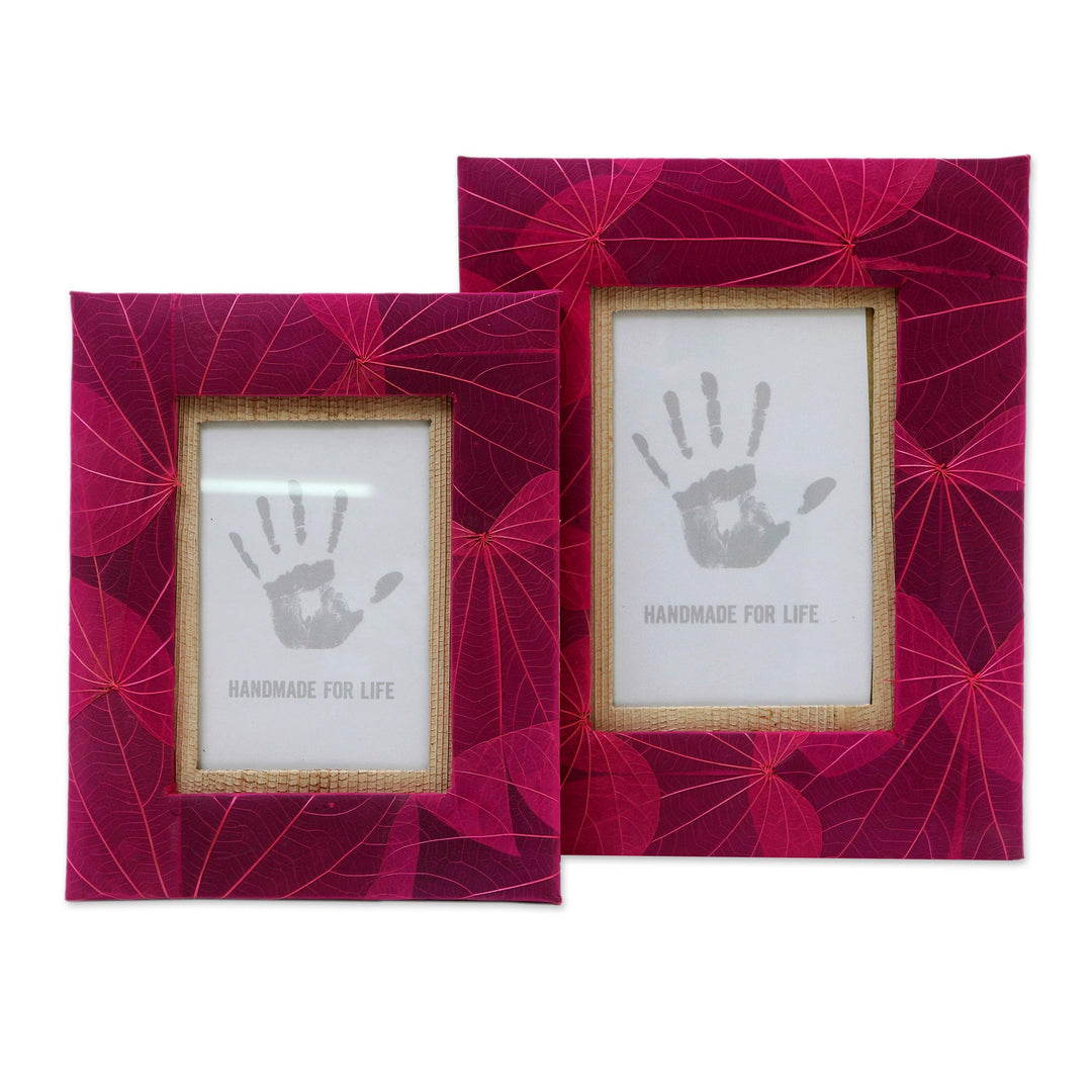 Handcrafted Natural Fiber Photo Frames (4x6 and 3x5) - Autumn Spirit in Pink