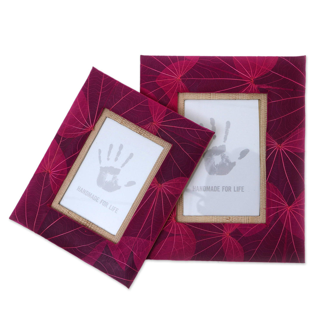 Handcrafted Natural Fiber Photo Frames (4x6 and 3x5) - Autumn Spirit in Pink