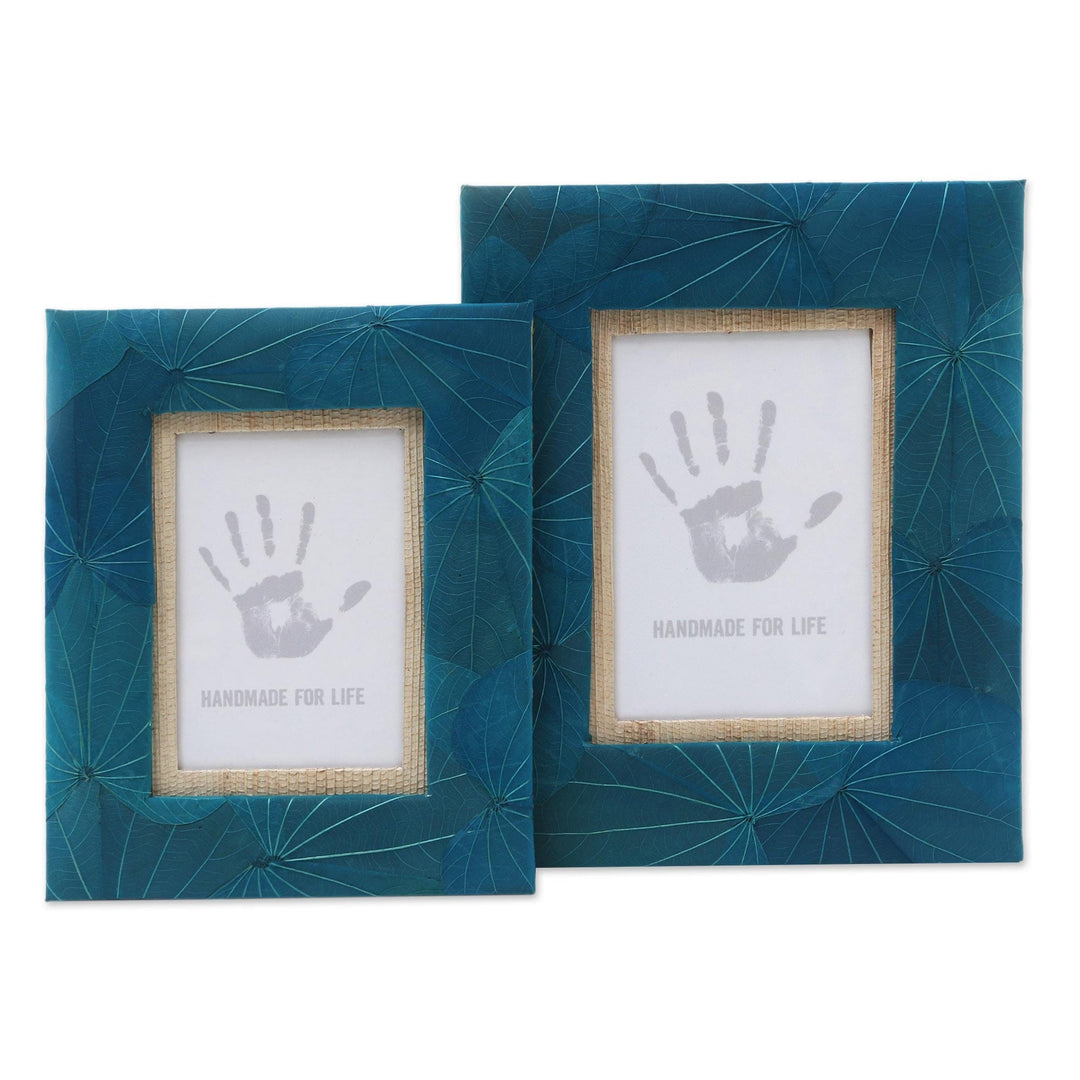 Hand Crafted Natural Fiber Photo Frames (4x6 and 3x5) - Autumn Spirit in Blue