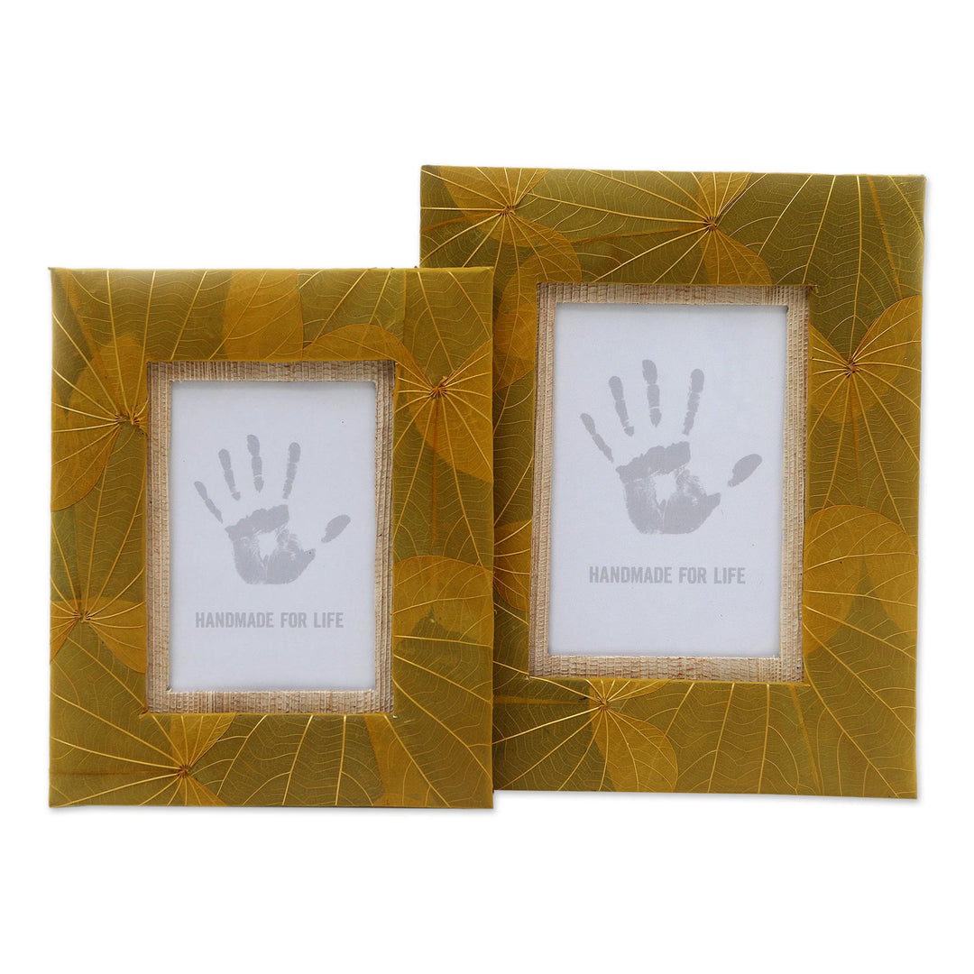 Artisan Made Natural Fiber Photo Frames (4x6 and 3x5) - Autumn Spirit in Yellow