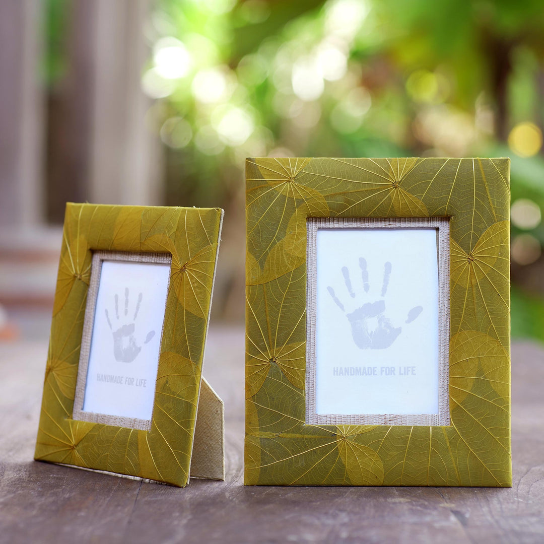 Artisan Made Natural Fiber Photo Frames (4x6 and 3x5) - Autumn Spirit in Yellow