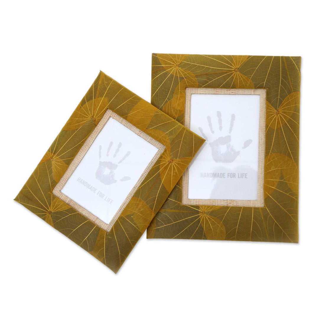 Artisan Made Natural Fiber Photo Frames (4x6 and 3x5) - Autumn Spirit in Yellow