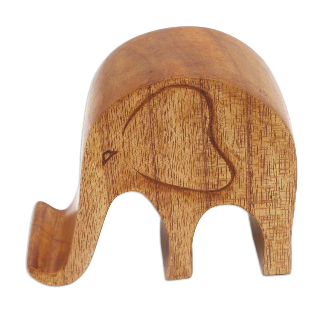 Handmade Jempinis Wood Elephant Phone Stand - Dialing Elephant