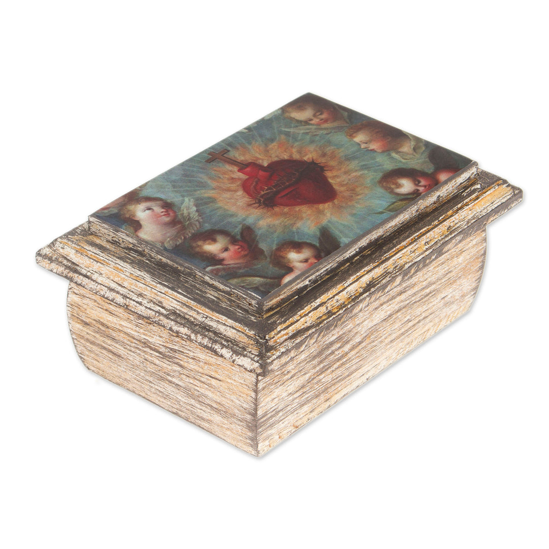 Decoupage Jewelry Box with Sacred Heart from Mexico - Sacred Heart