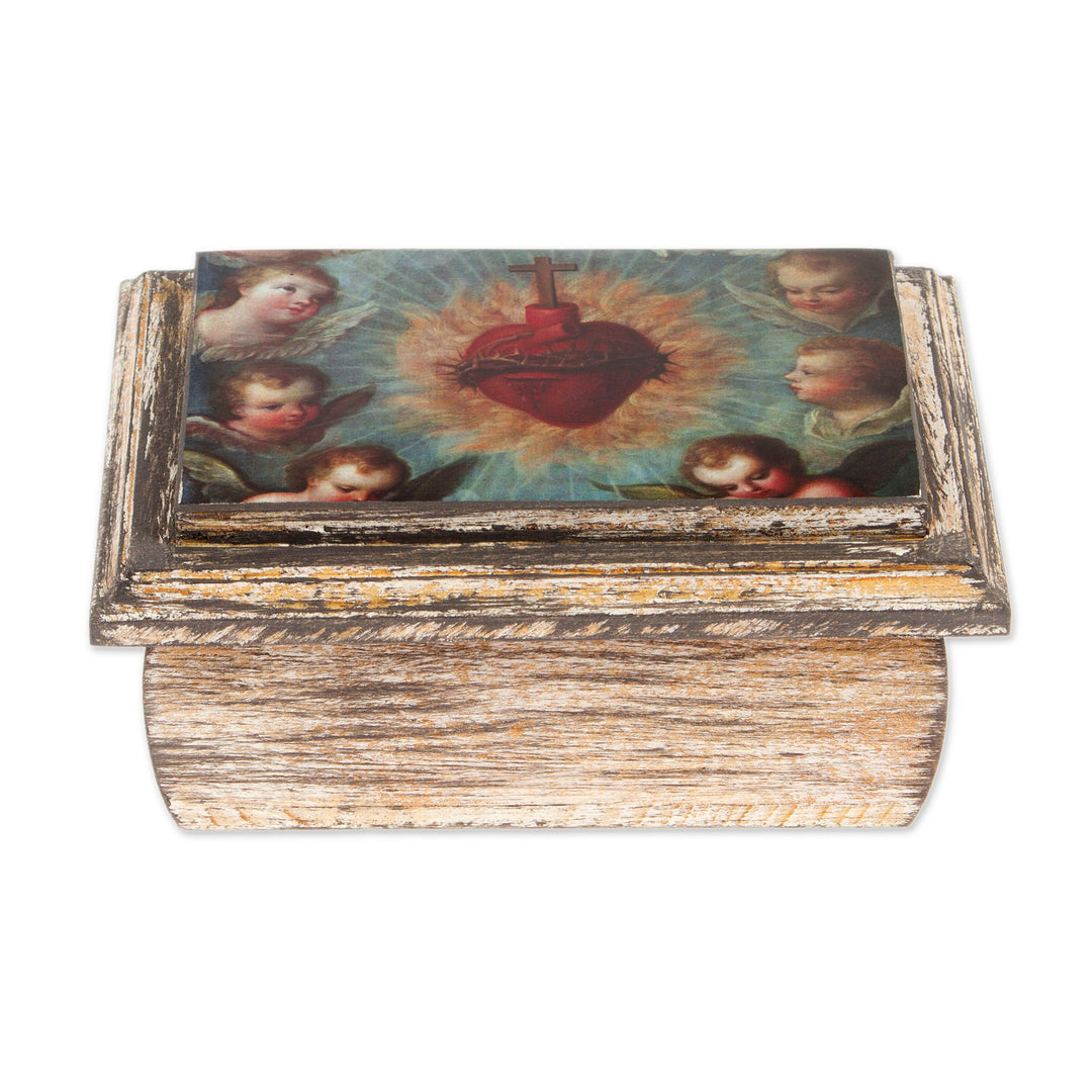 Decoupage Jewelry Box with Sacred Heart from Mexico - Sacred Heart