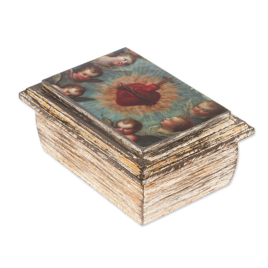 Decoupage Jewelry Box with Sacred Heart from Mexico - Sacred Heart