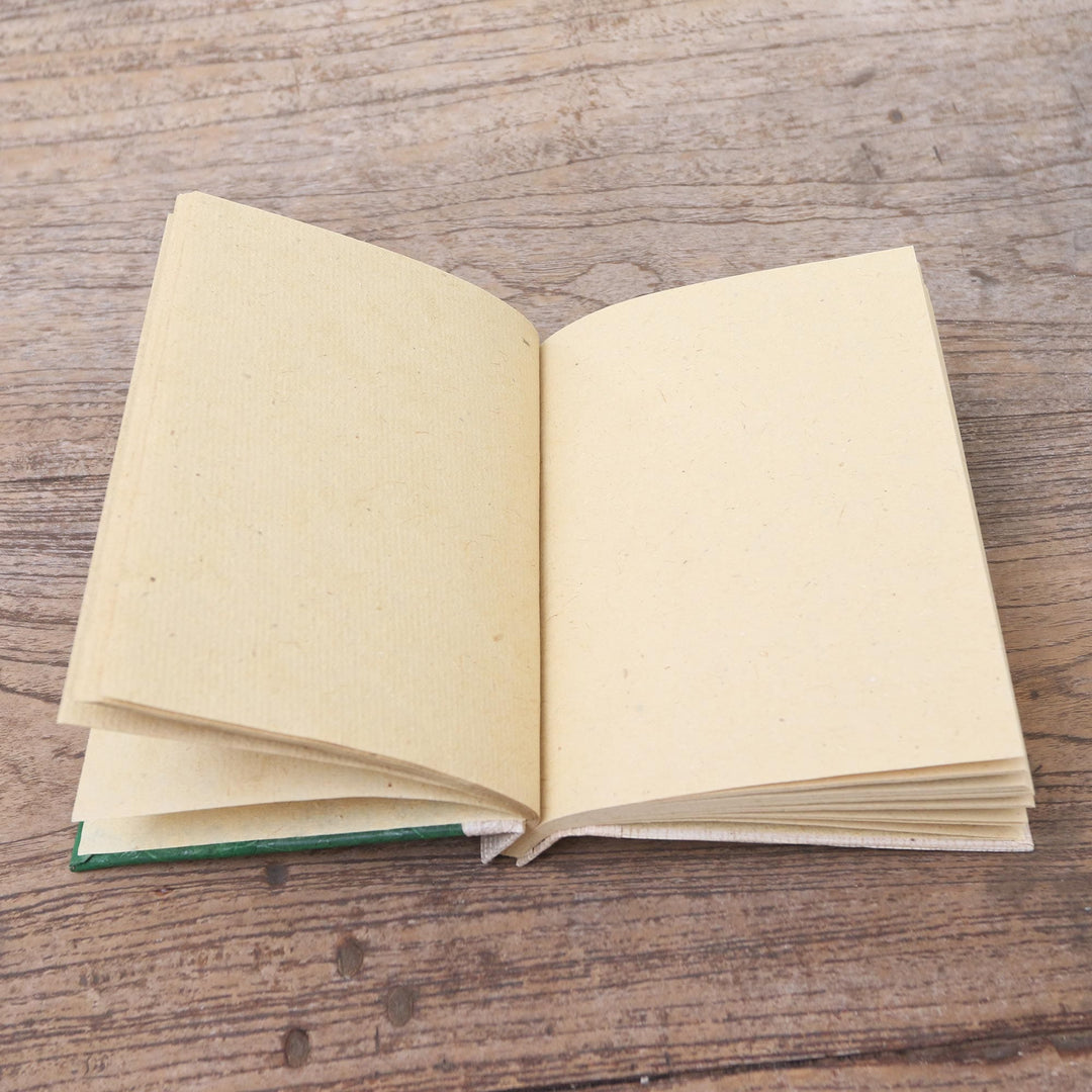 Green Natural Fiber Turtle-Motif Journal - Tortoise Thoughts in Green