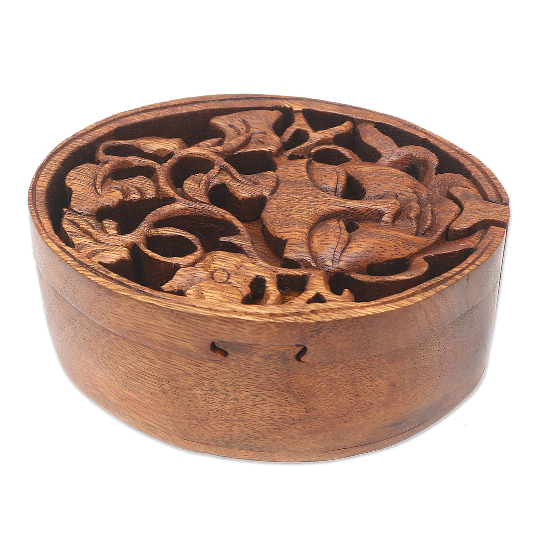 Handcrafted Suar Wood Puzzle Box - Bawang Lady