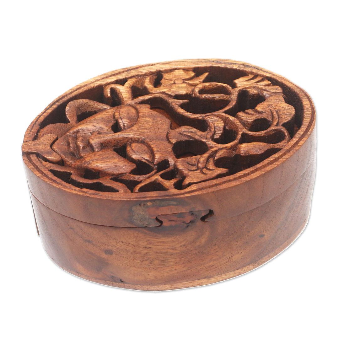 Handcrafted Suar Wood Puzzle Box - Bawang Lady
