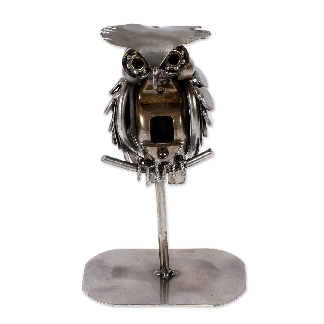 Hand Crafted Owl Metal Sculpture - Owl Lookout