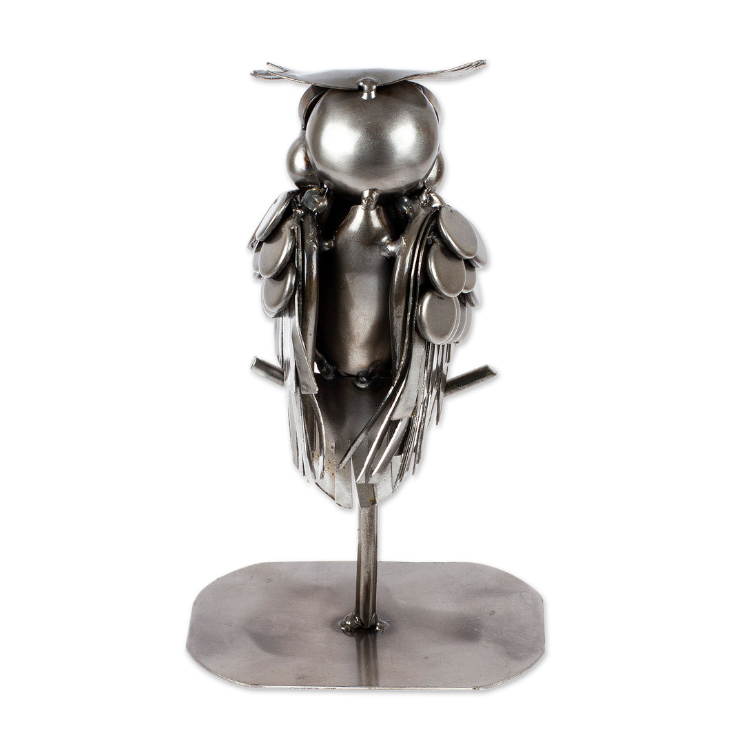 Hand Crafted Owl Metal Sculpture - Owl Lookout