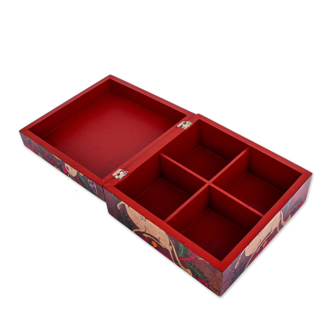 Sylvan-Themed Decoupage Pinewood Decorative Box from Mexico - Tonala Fauna