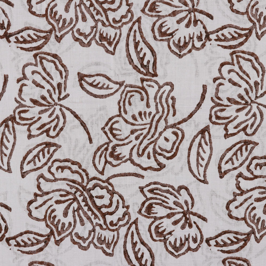 Indian Block-Printed Cotton Shawl - Buoyant Blossom