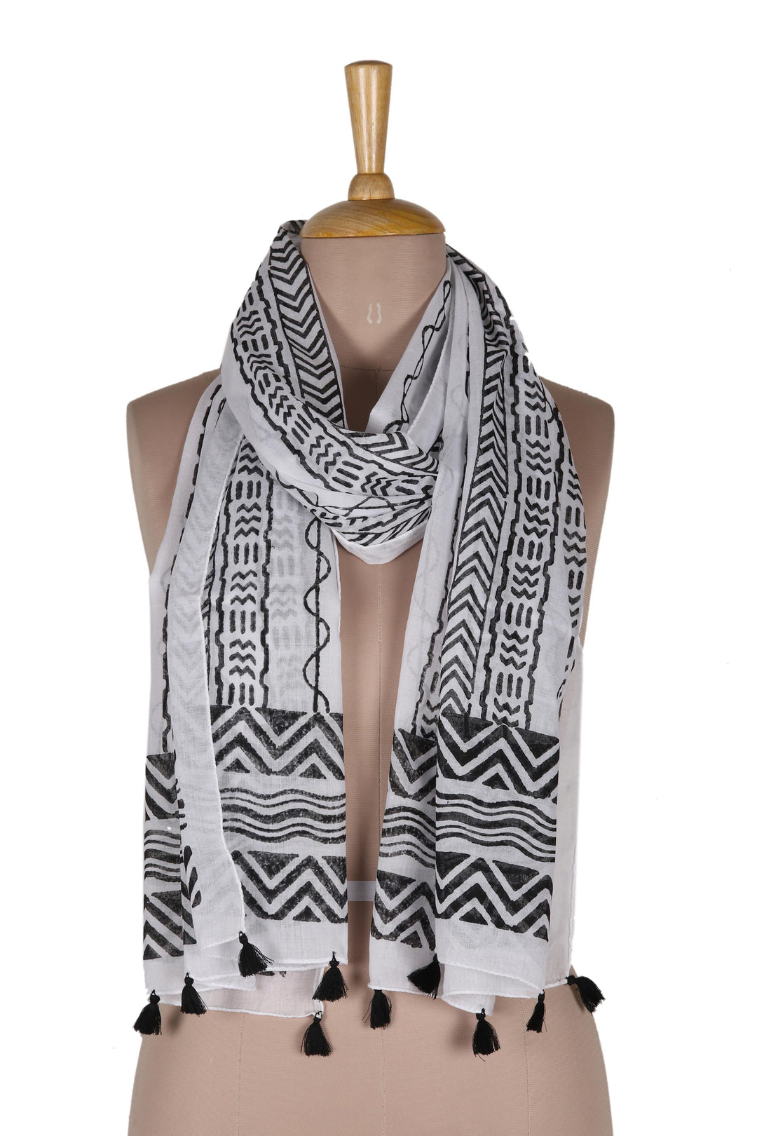 Geometric Block-Printed Cotton Shawl - Creative Path