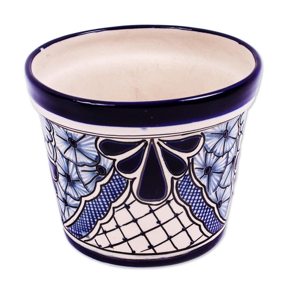 Small Cobalt Ceramic Flower Pot (6.25 Inch Diameter) - Cobalt Garden