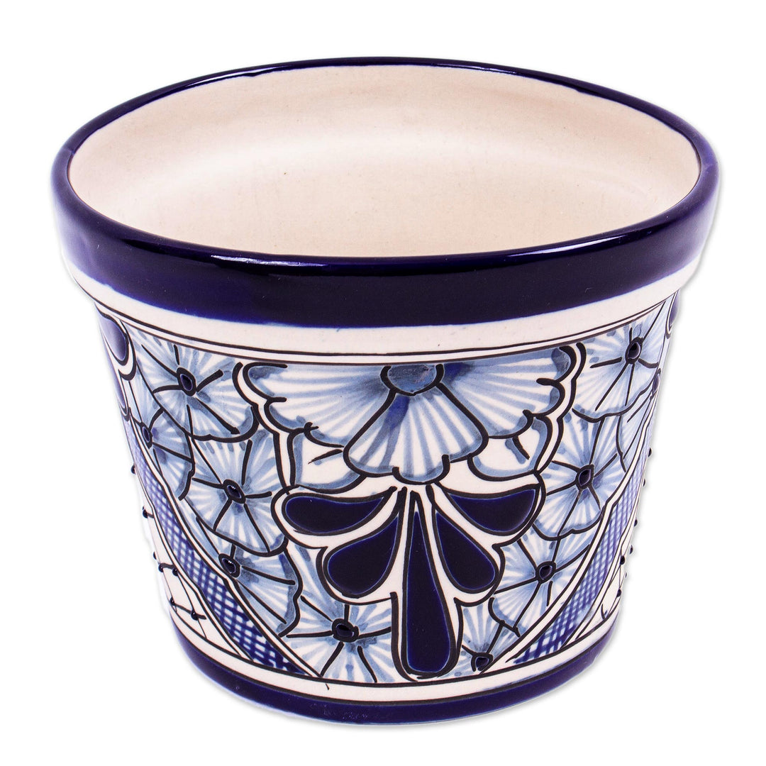 Small Cobalt Ceramic Flower Pot (6.25 Inch Diameter) - Cobalt Garden