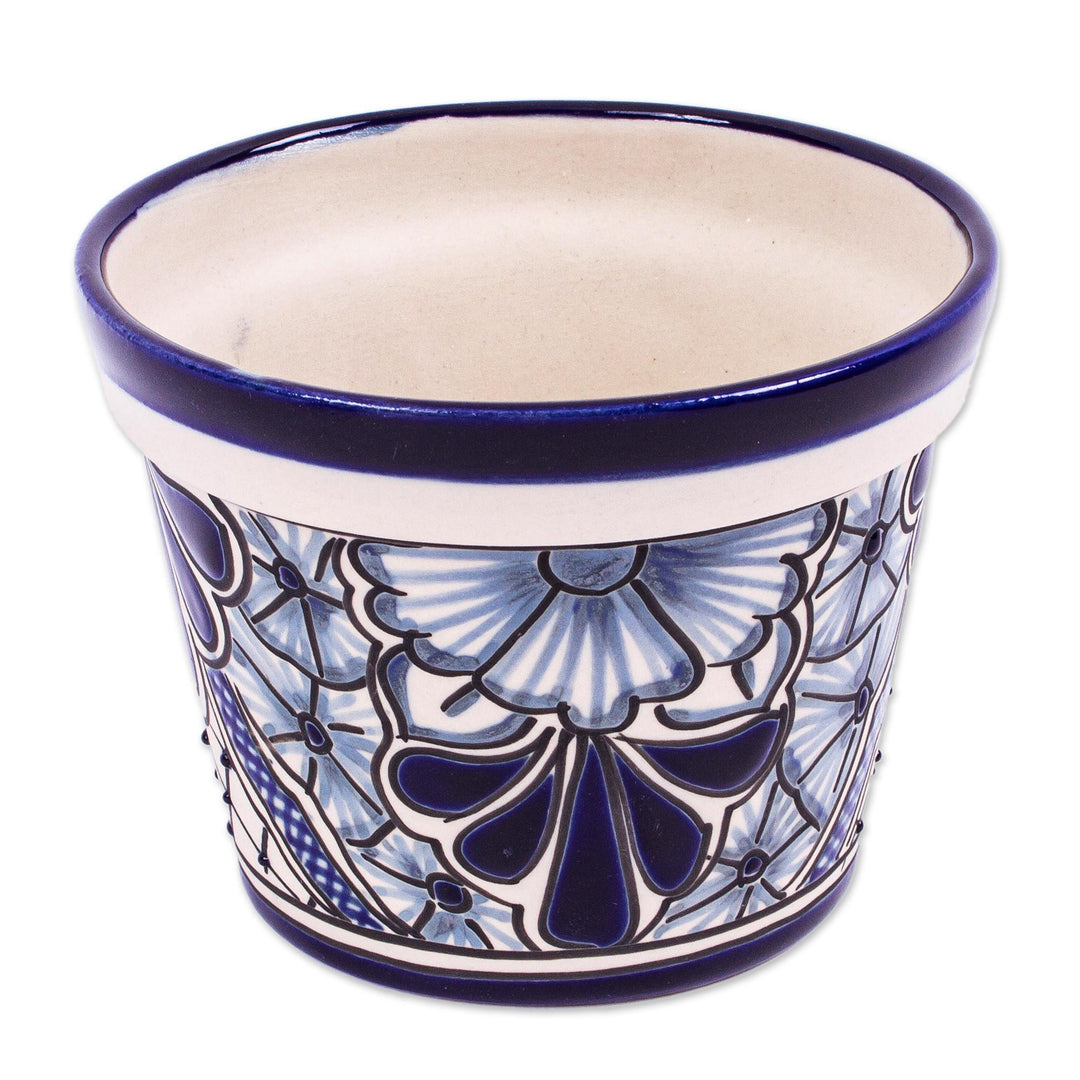 Hand Painted Cobalt Flower Pot (4.7 Inch Diameter) - Cobalt Garden