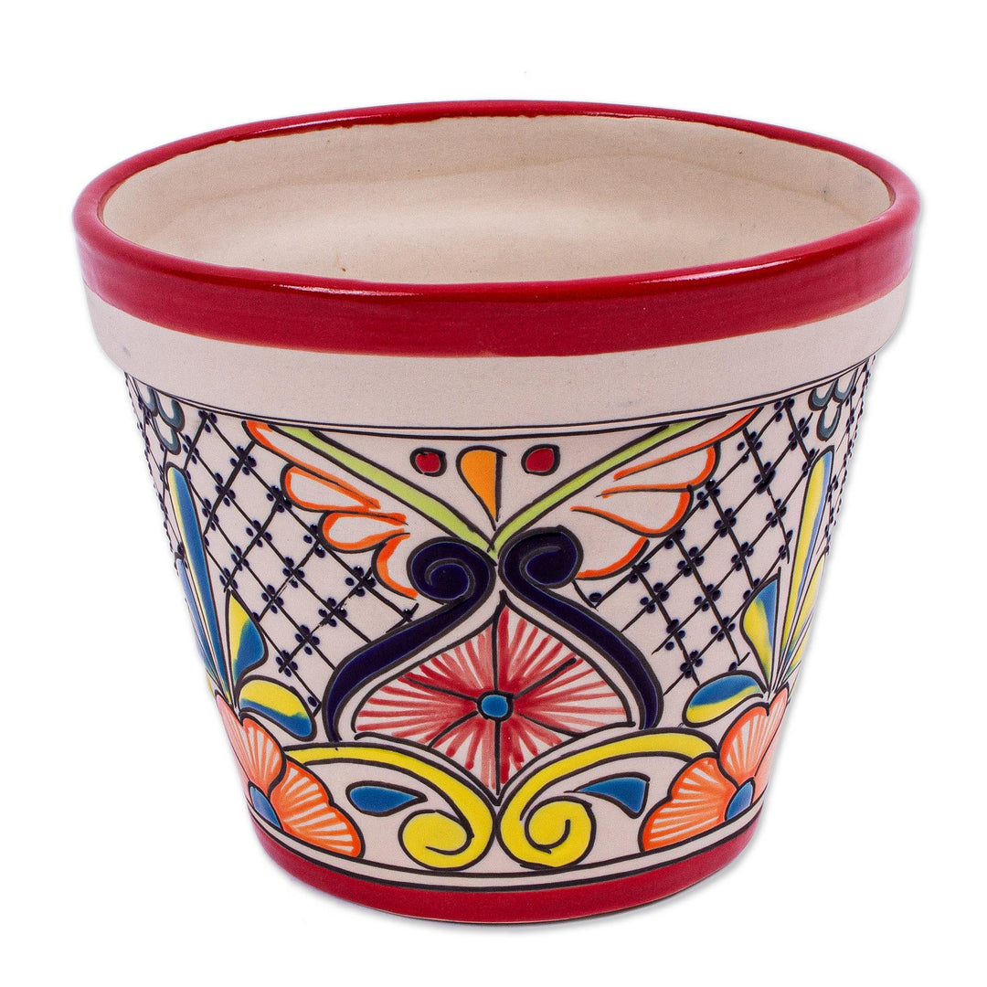 Handmade Ceramic Flower Pot (7.5 Inch Diameter) - Colorful Mercado