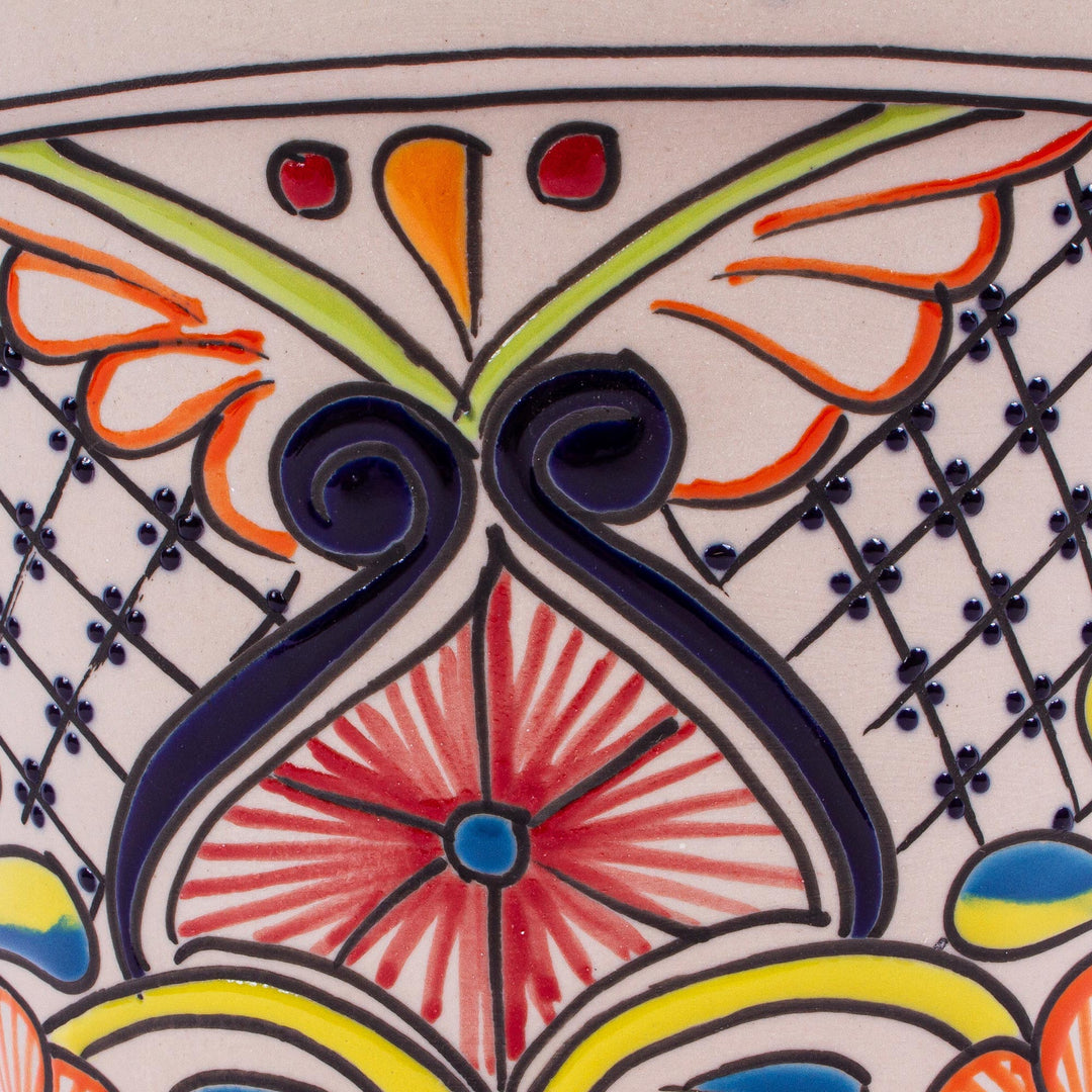 Handmade Ceramic Flower Pot (7.5 Inch Diameter) - Colorful Mercado