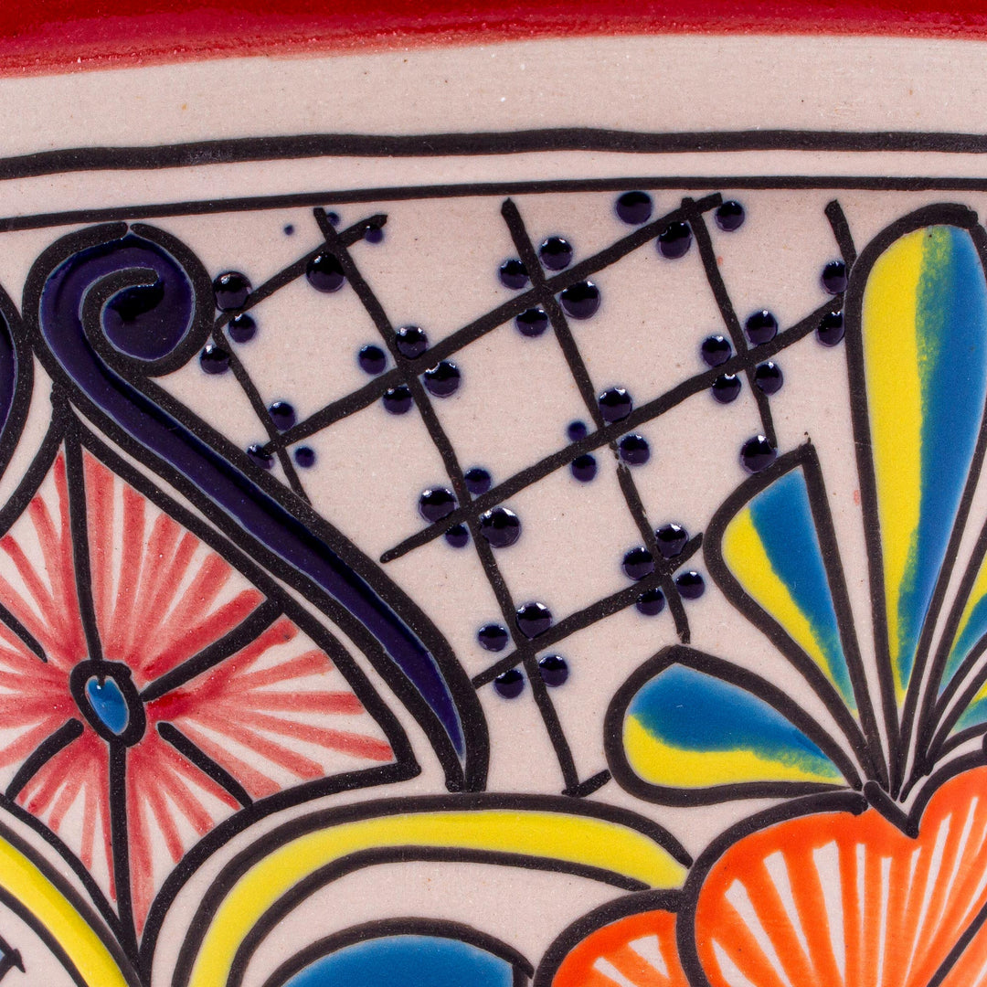 Multicolored Talavera-Style Flower Pot (5.5 Inch Diameter) - Colorful Mercado