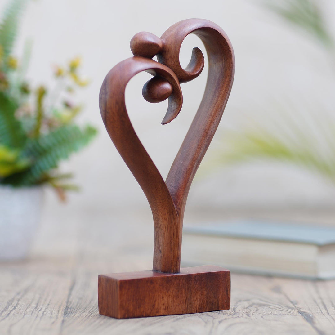 Artisan Crafted Suar Wood Sculpture - Love Dancing