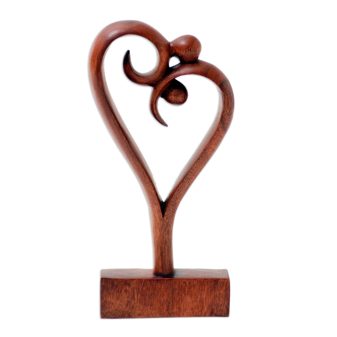 Artisan Crafted Suar Wood Sculpture - Love Dancing