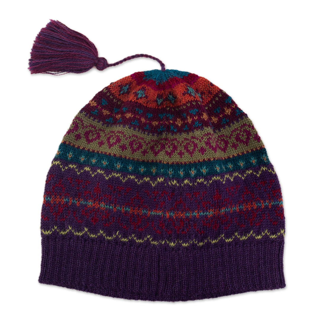 Jewel-Toned 100% Alpaca Knit Hat - Jewel of the Andes