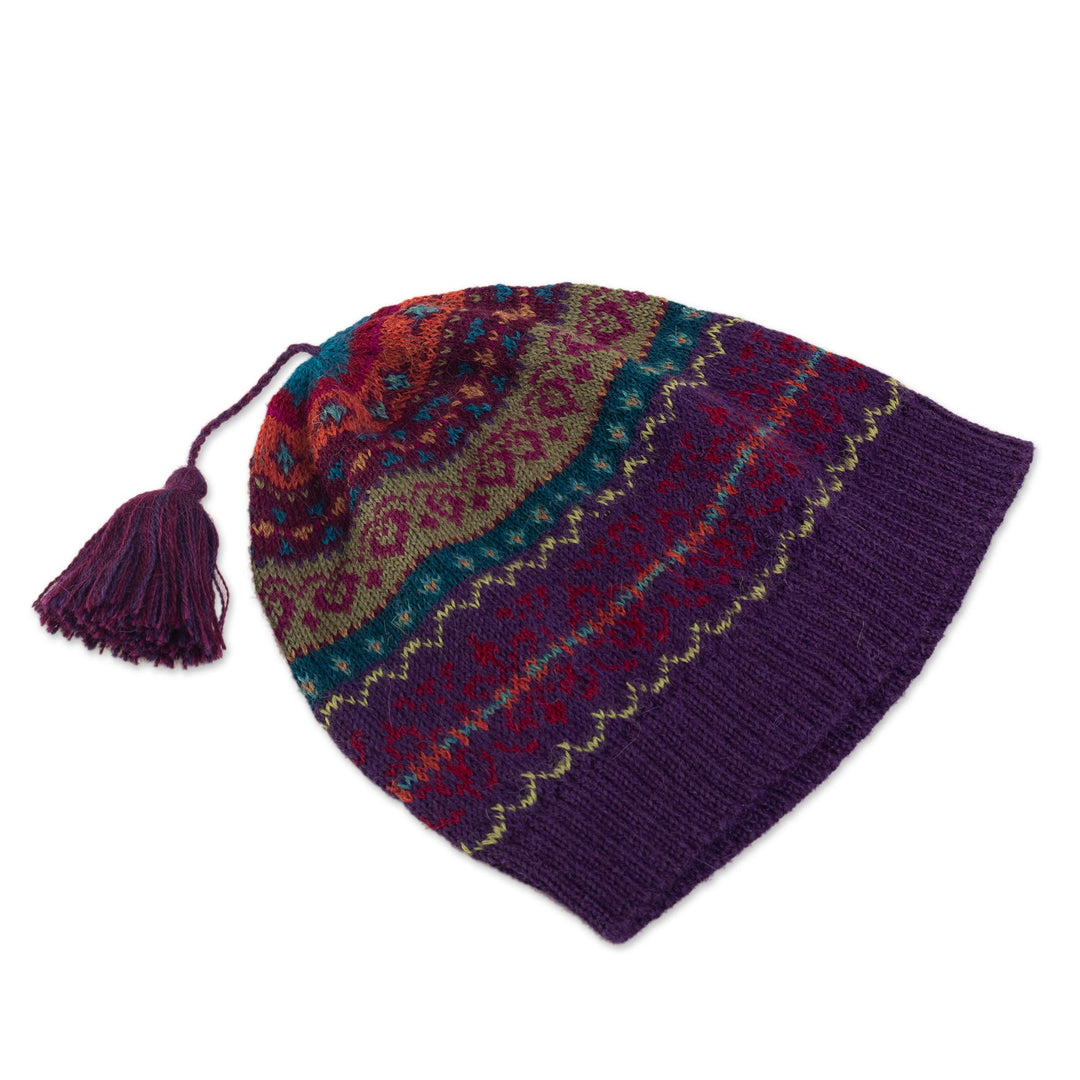 Jewel-Toned 100% Alpaca Knit Hat - Jewel of the Andes