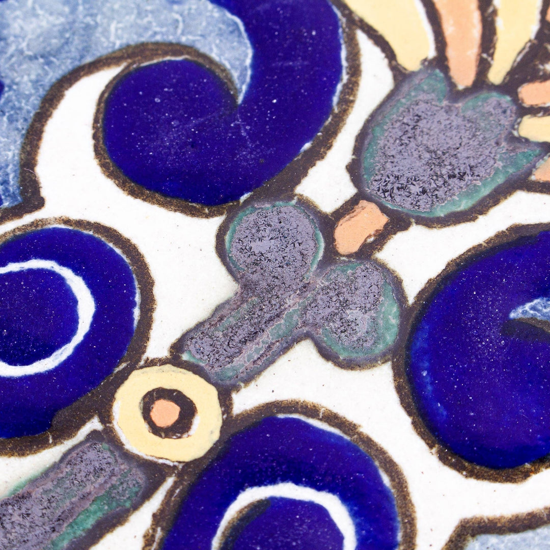 Handmade Talavera-Style Tiles (Set of 12) - Colorful Fans