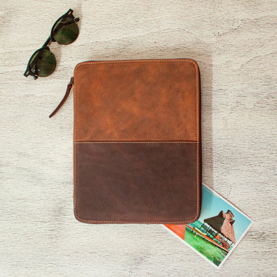 Brown Leather Tablet and Travel Case - On the Move