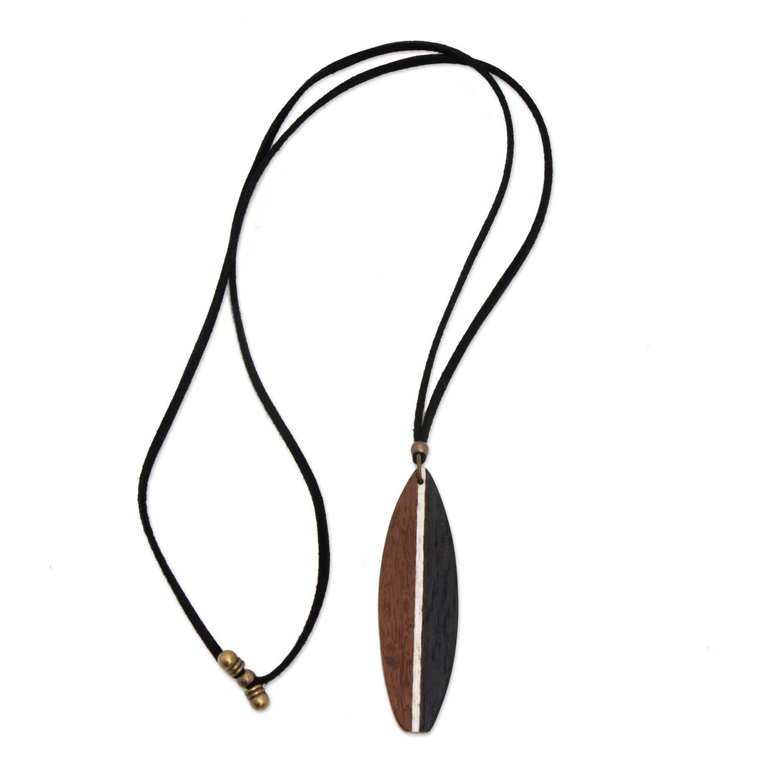 Men's Brown Wood Pendant Necklace form Brazil - Surfer's Spirit