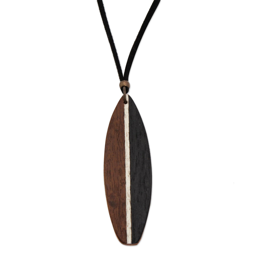 Men's Brown Wood Pendant Necklace form Brazil - Surfer's Spirit