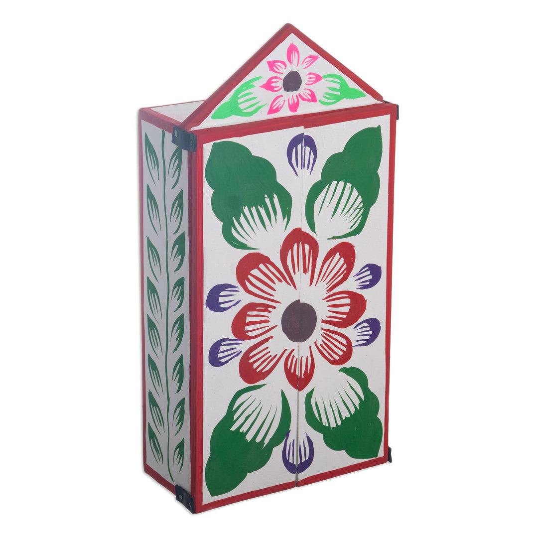 Romantic Folk Art Wood and Ceramic Retablo from Peru - Te Amo
