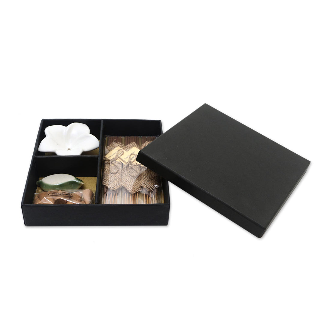 Jasmine and Sandalwood Ceramic Incense Set - Balinese Frangipani