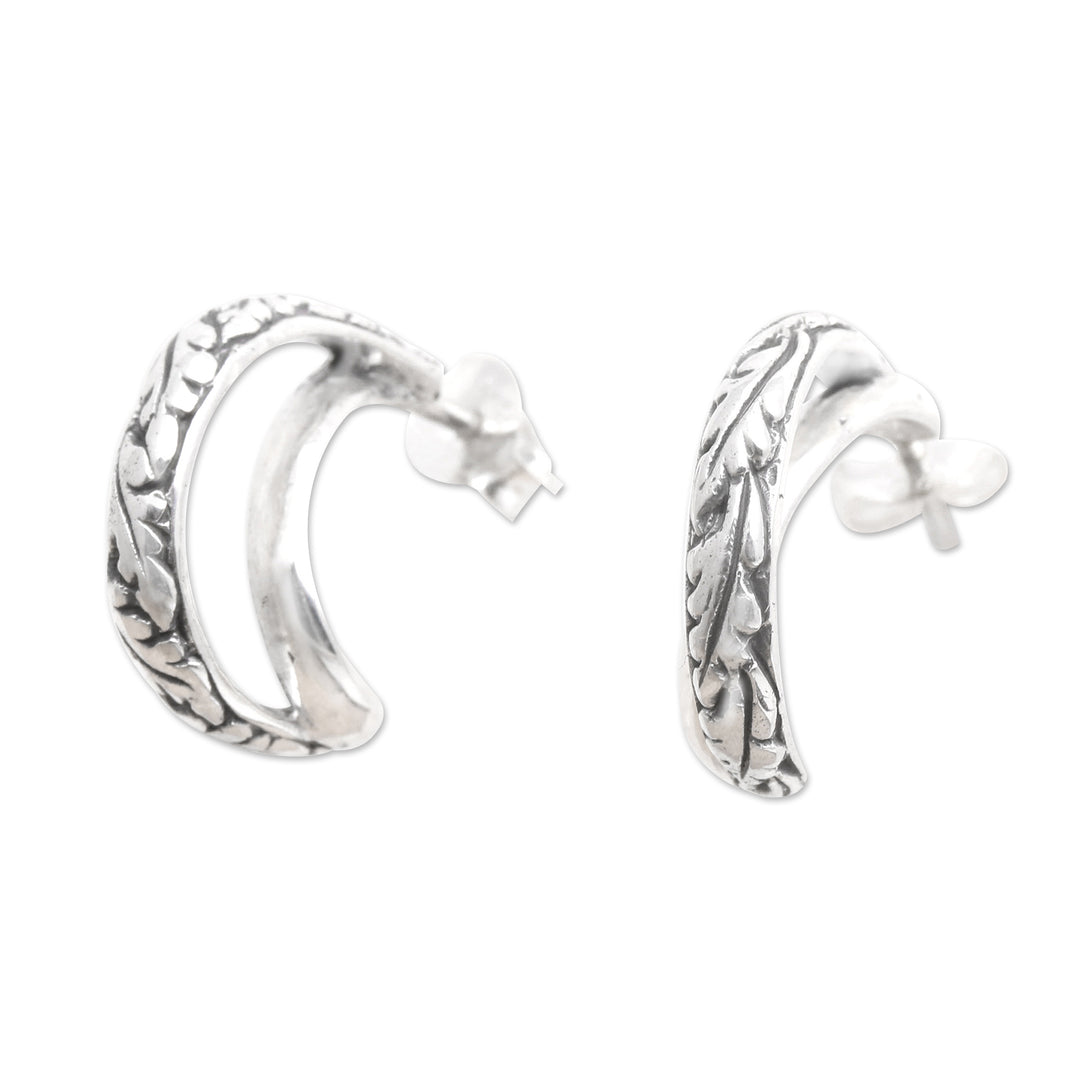 Sterling Silver Leaf-Motif Drop Earrings - Cashew Leaves