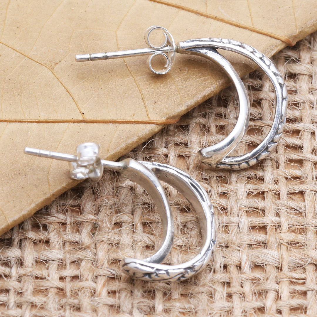 Sterling Silver Leaf-Motif Drop Earrings - Cashew Leaves