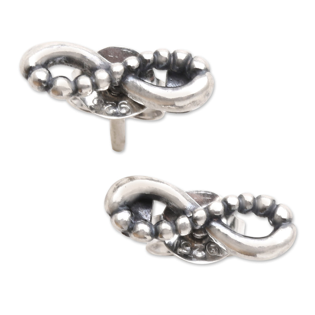 Balinese Sterling Silver Infinity Stud Earrings - Infinity of Love