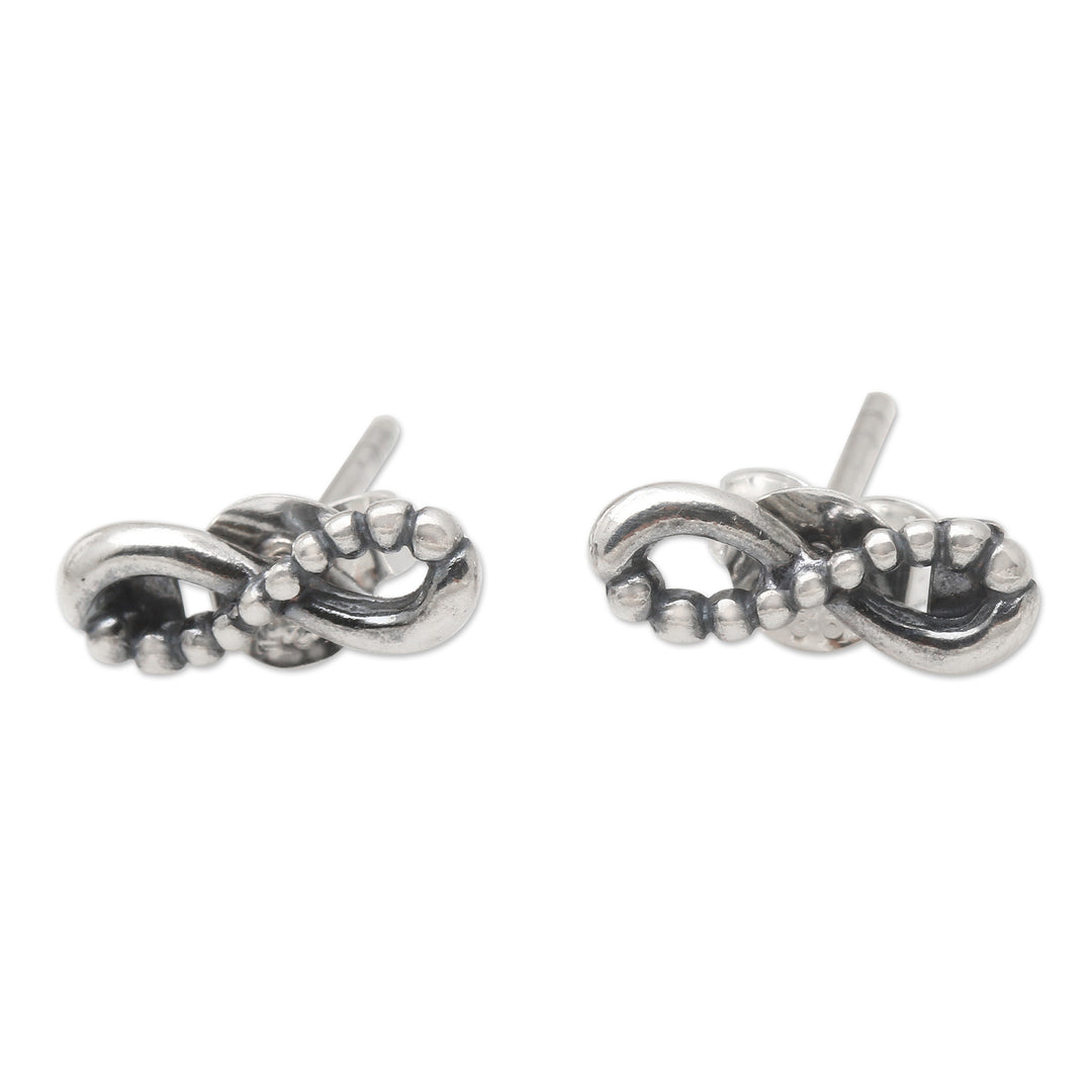 Balinese Sterling Silver Infinity Stud Earrings - Infinity of Love