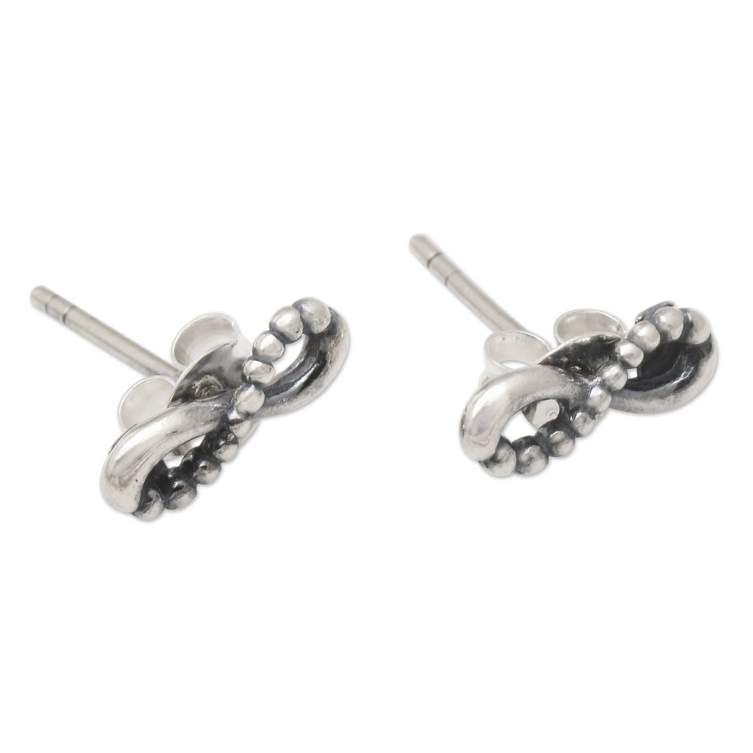 Balinese Sterling Silver Infinity Stud Earrings - Infinity of Love