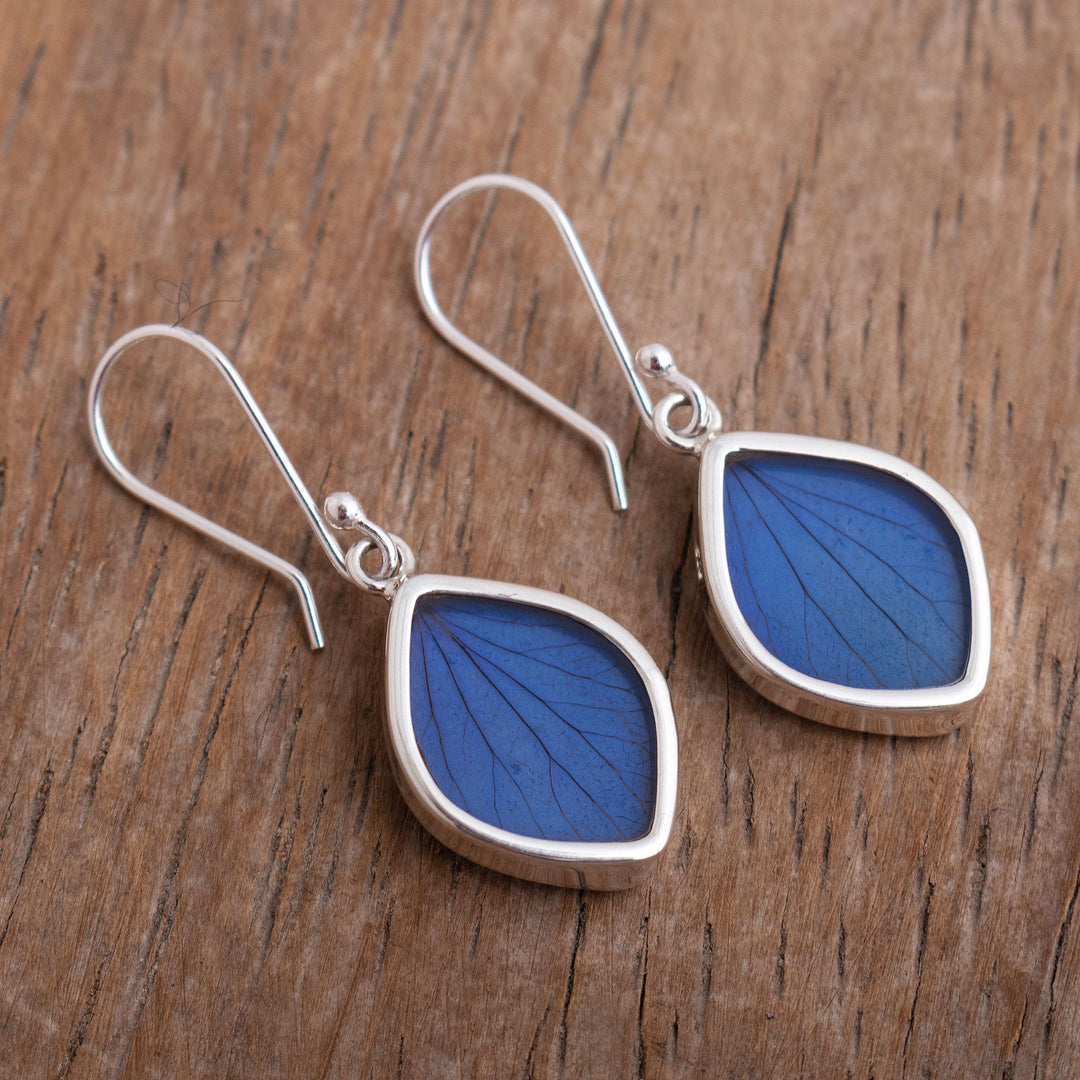 Blue Hydrangea Leaf Earrings - Nature's Gem in Blue