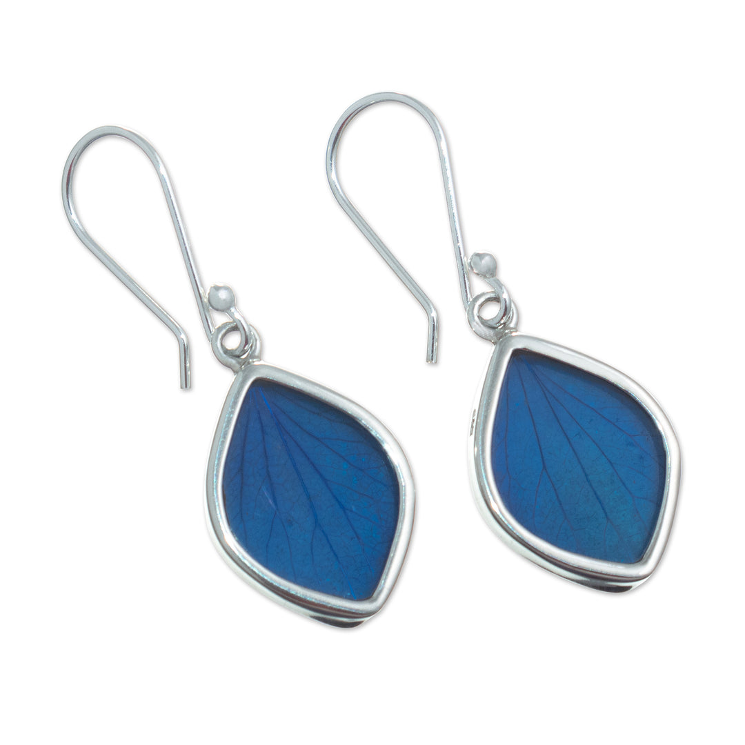Blue Hydrangea Leaf Earrings - Nature's Gem in Blue