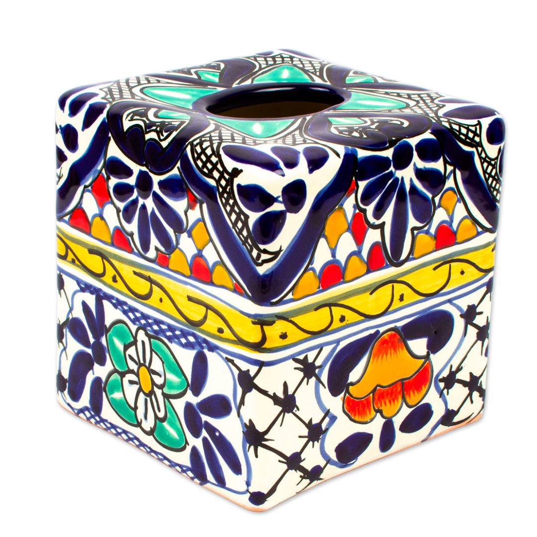 Hand-Painted Tissue Box Cover - Hacienda Colors