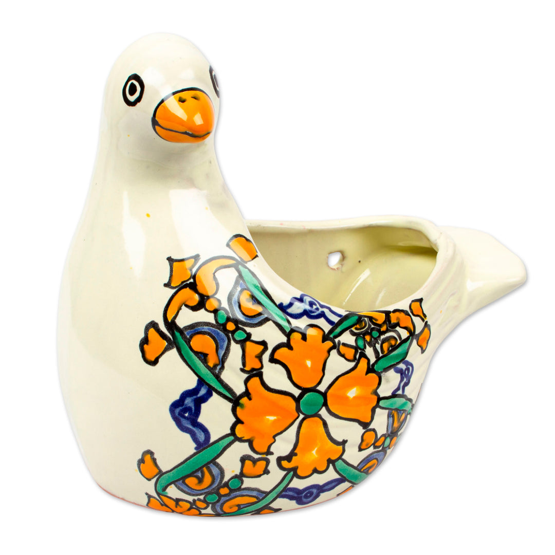 Hand-Painted Ceramic Dove Planter - Esperanza