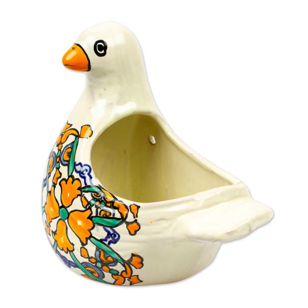 Hand-Painted Ceramic Dove Planter - Esperanza