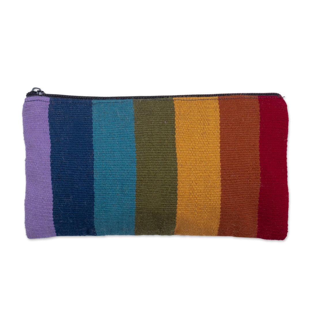 Handloomed Multicolored Wool Clutch - Peruvian Rainbow