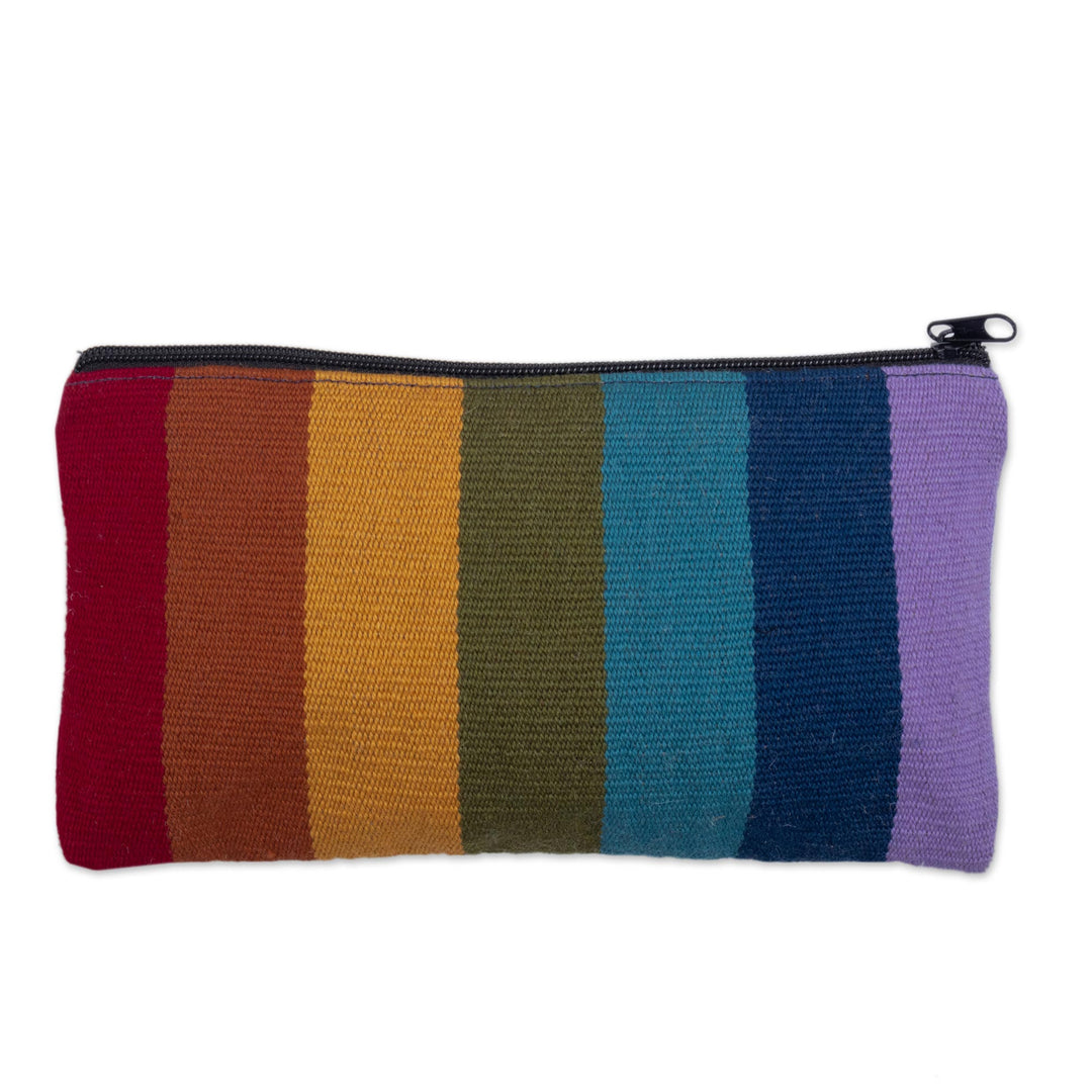 Handloomed Multicolored Wool Clutch - Peruvian Rainbow